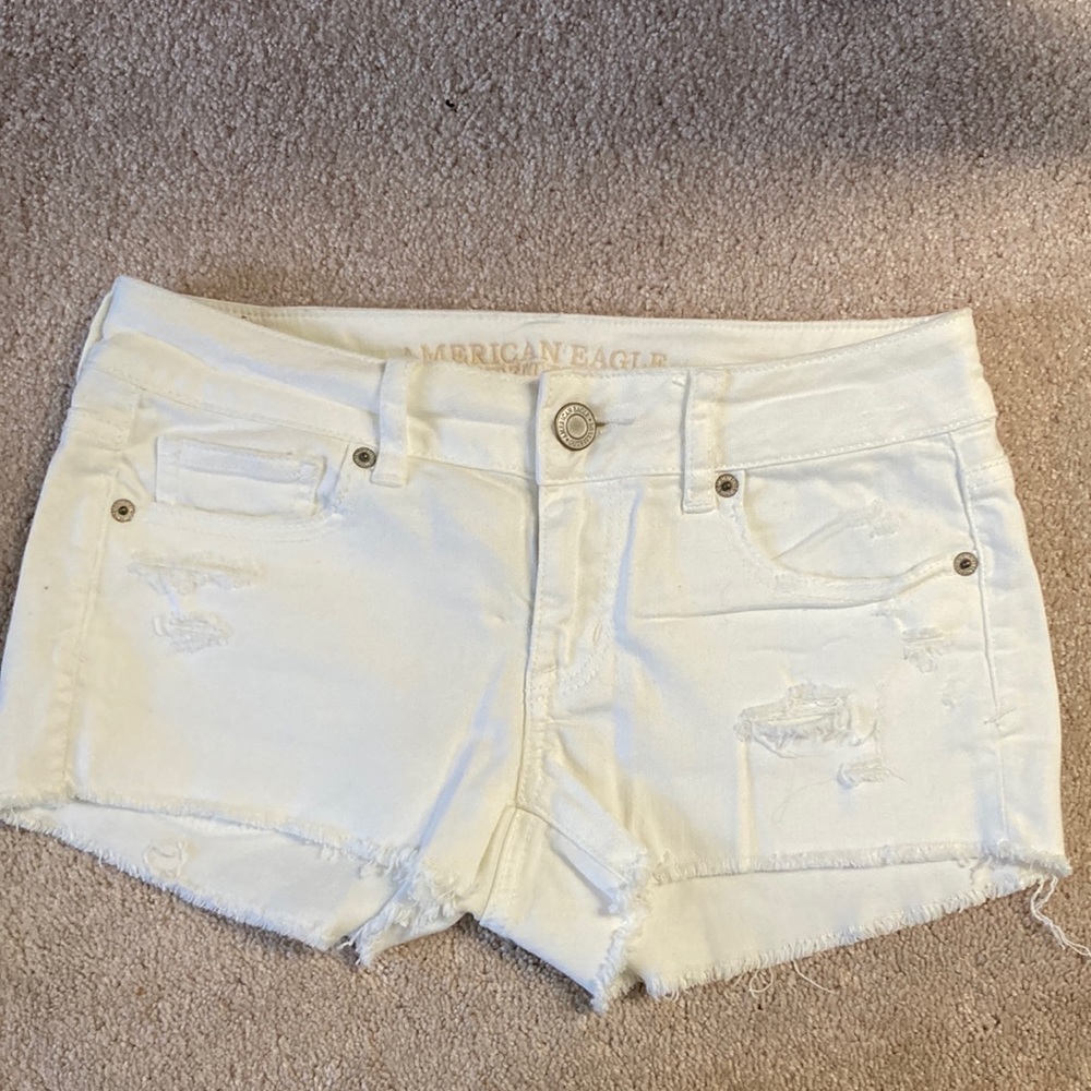 White denim cutoffs